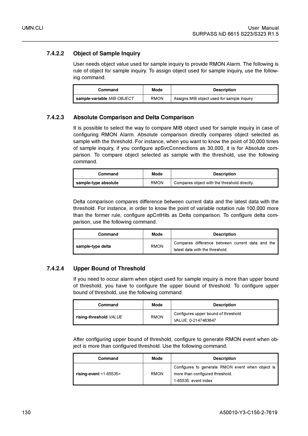 Siemens S323, S223 user manual Object of Sample Inquiry, Absolute Comparison and Delta Comparison, Upper Bound of Threshold 