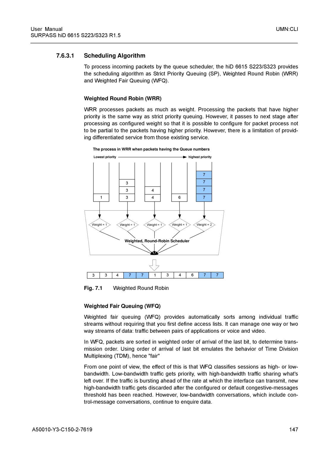 Siemens S223, S323 user manual Scheduling Algorithm, Weighted Round Robin WRR, Weighted Fair Queuing WFQ 