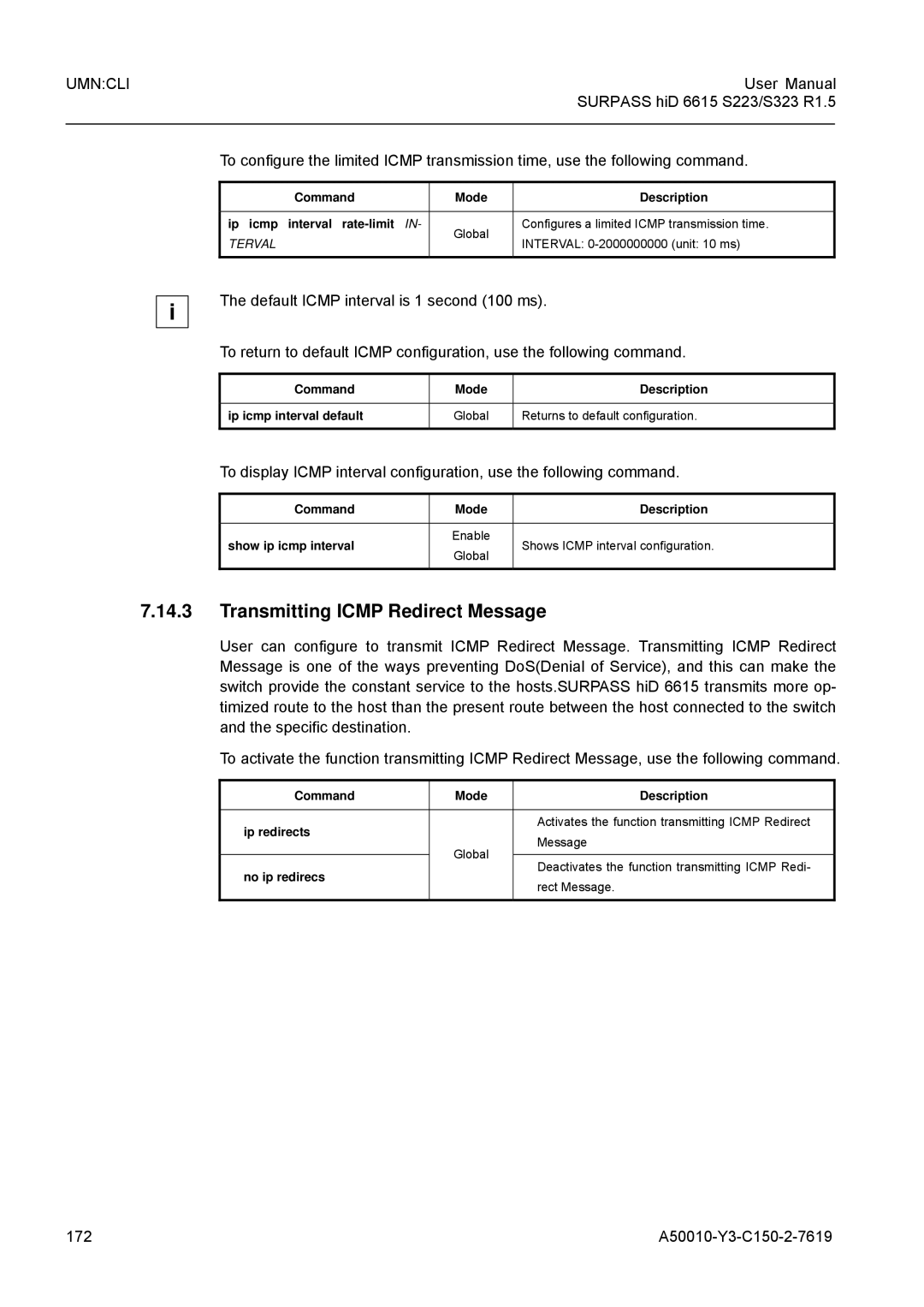 Siemens S323, S223 user manual Transmitting Icmp Redirect Message, 172 A50010-Y3-C150-2-7619 