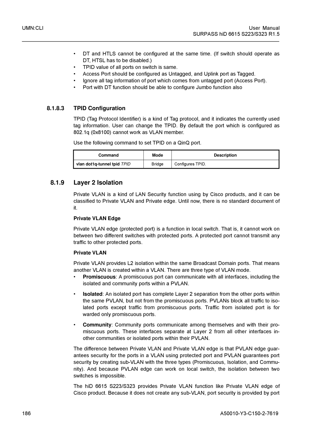 Siemens S323, S223 user manual Layer 2 Isolation, Tpid Configuration, Private Vlan Edge 