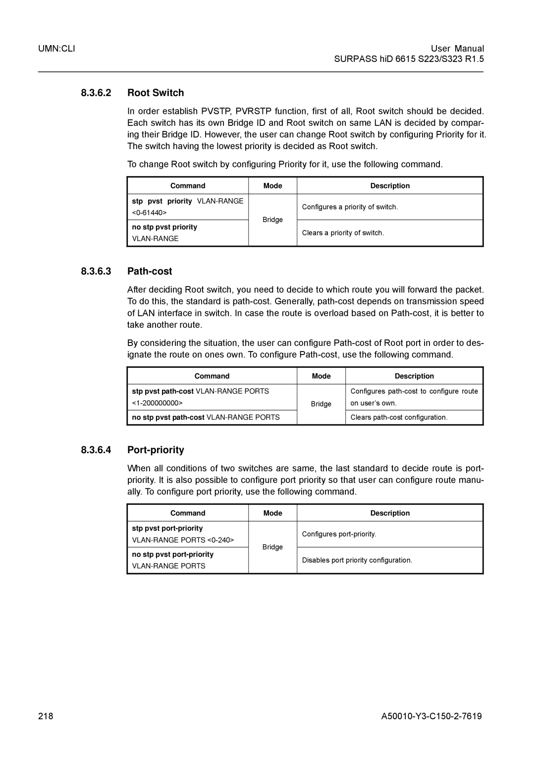 Siemens S323, S223 user manual Path-cost, Port-priority, Ally. To configure port priority, use the following command 