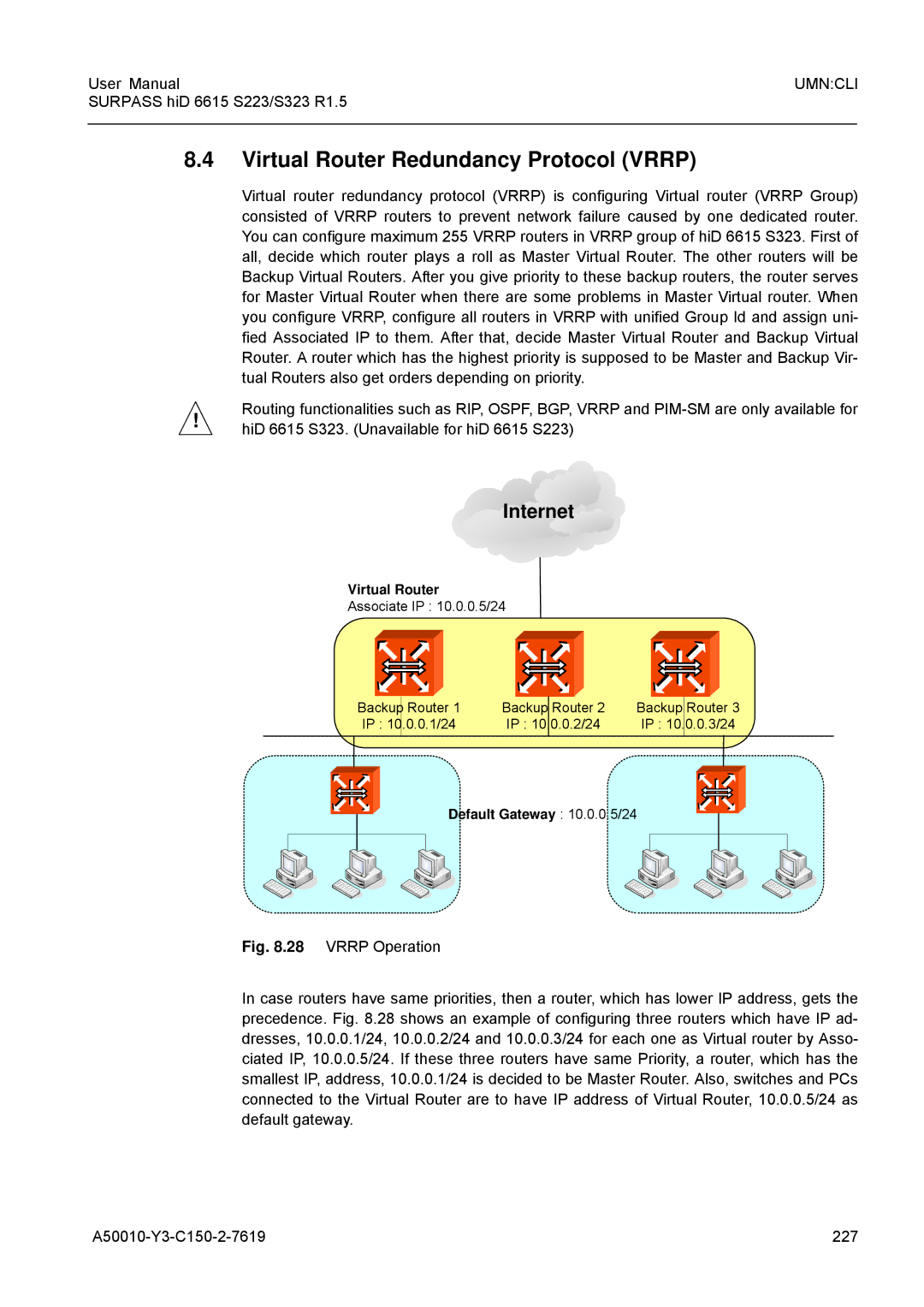 Siemens S223, S323 user manual Virtual Router Redundancy Protocol Vrrp, Internet 