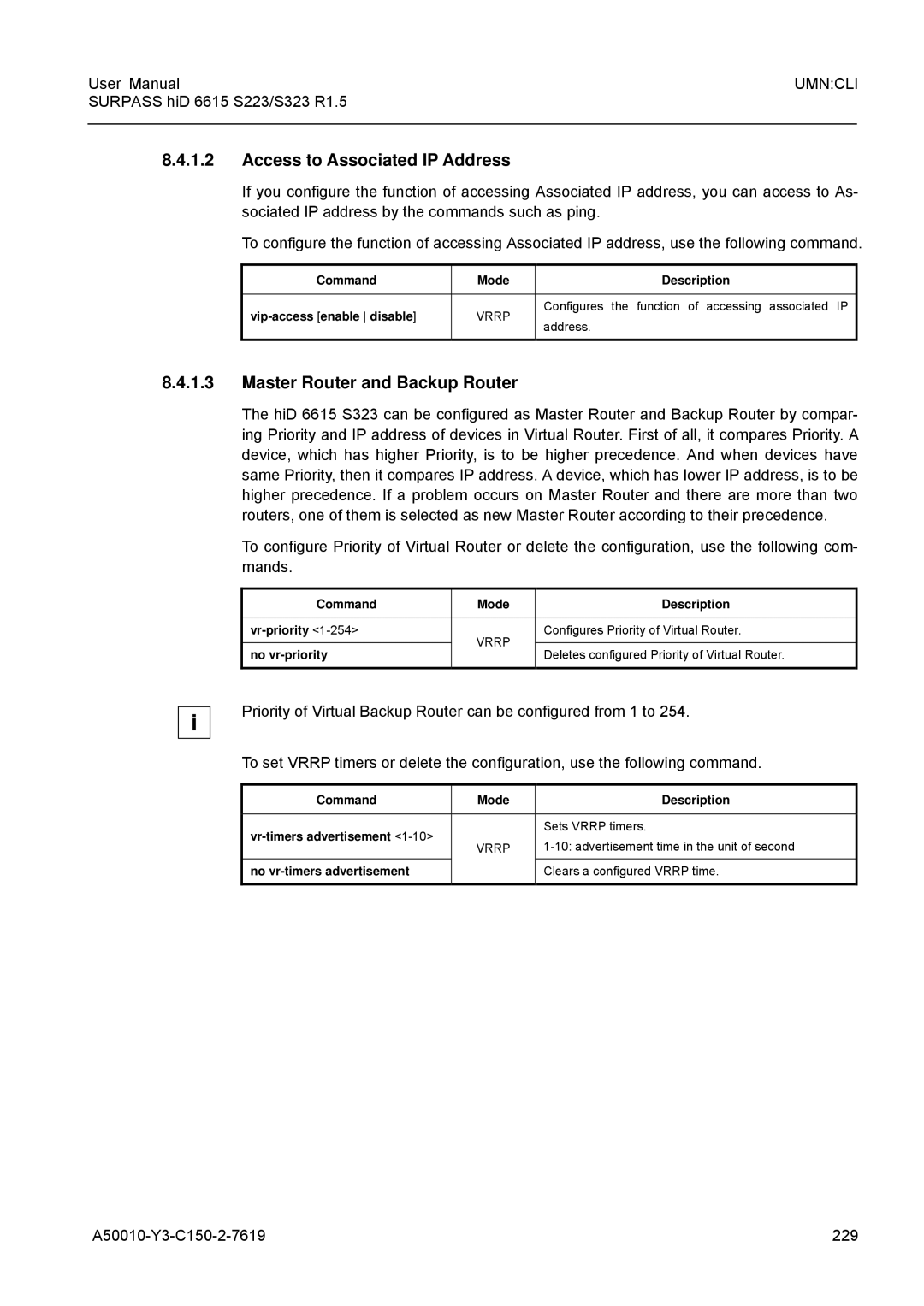 Siemens S223, S323 user manual Access to Associated IP Address, Master Router and Backup Router, A50010-Y3-C150-2-7619 229 