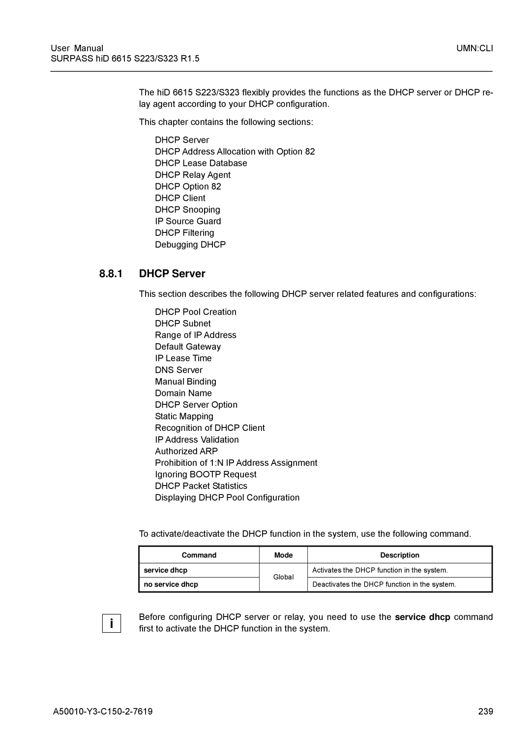 Siemens S223, S323 user manual Dhcp Server 