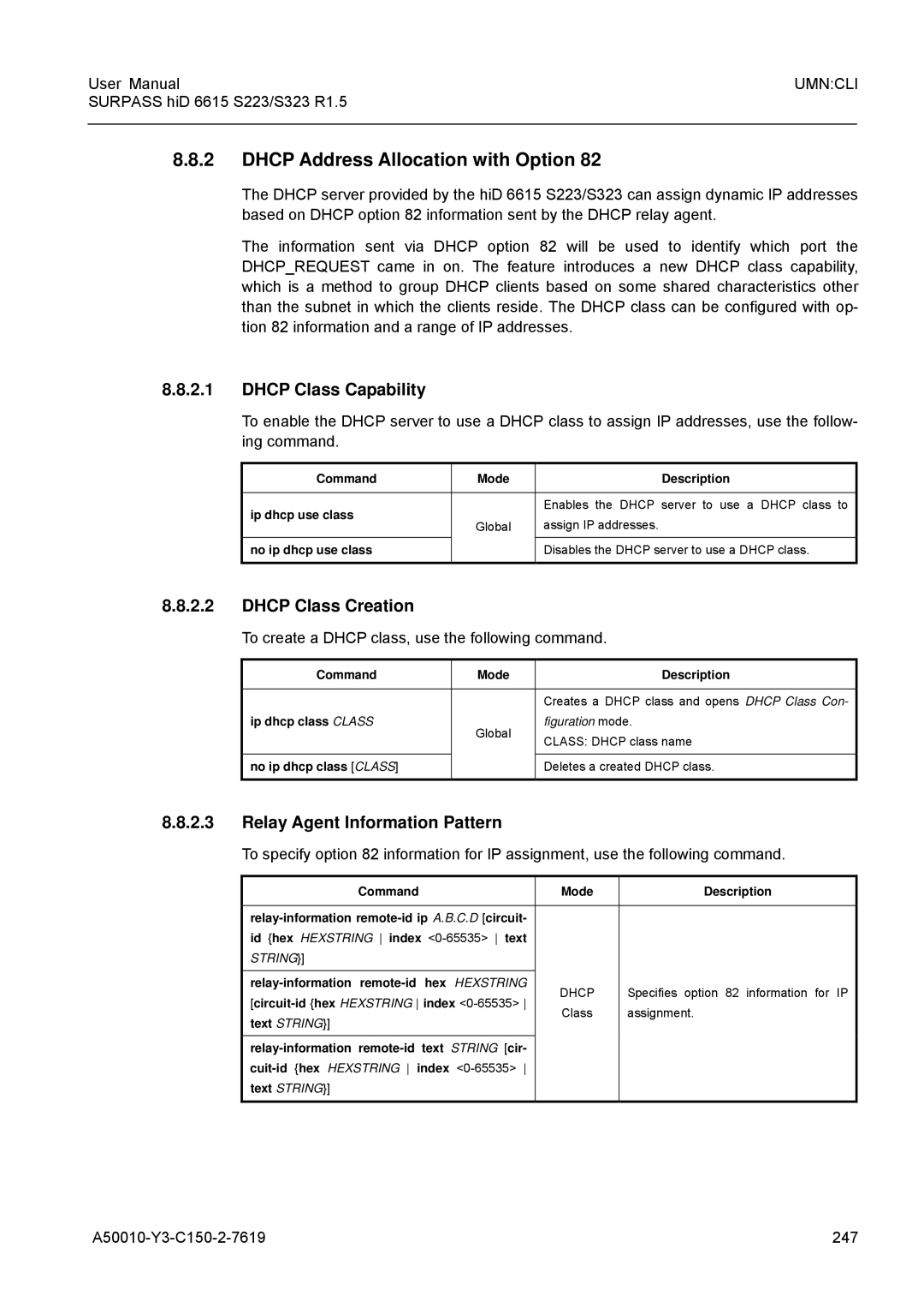 Siemens S223, S323 user manual Dhcp Address Allocation with Option, Dhcp Class Capability, Dhcp Class Creation 