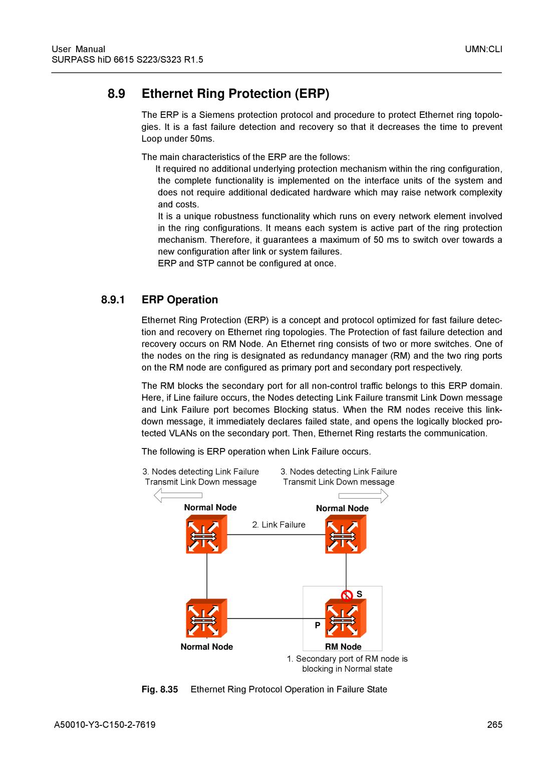 Siemens S223, S323 user manual Ethernet Ring Protection ERP, ERP Operation 