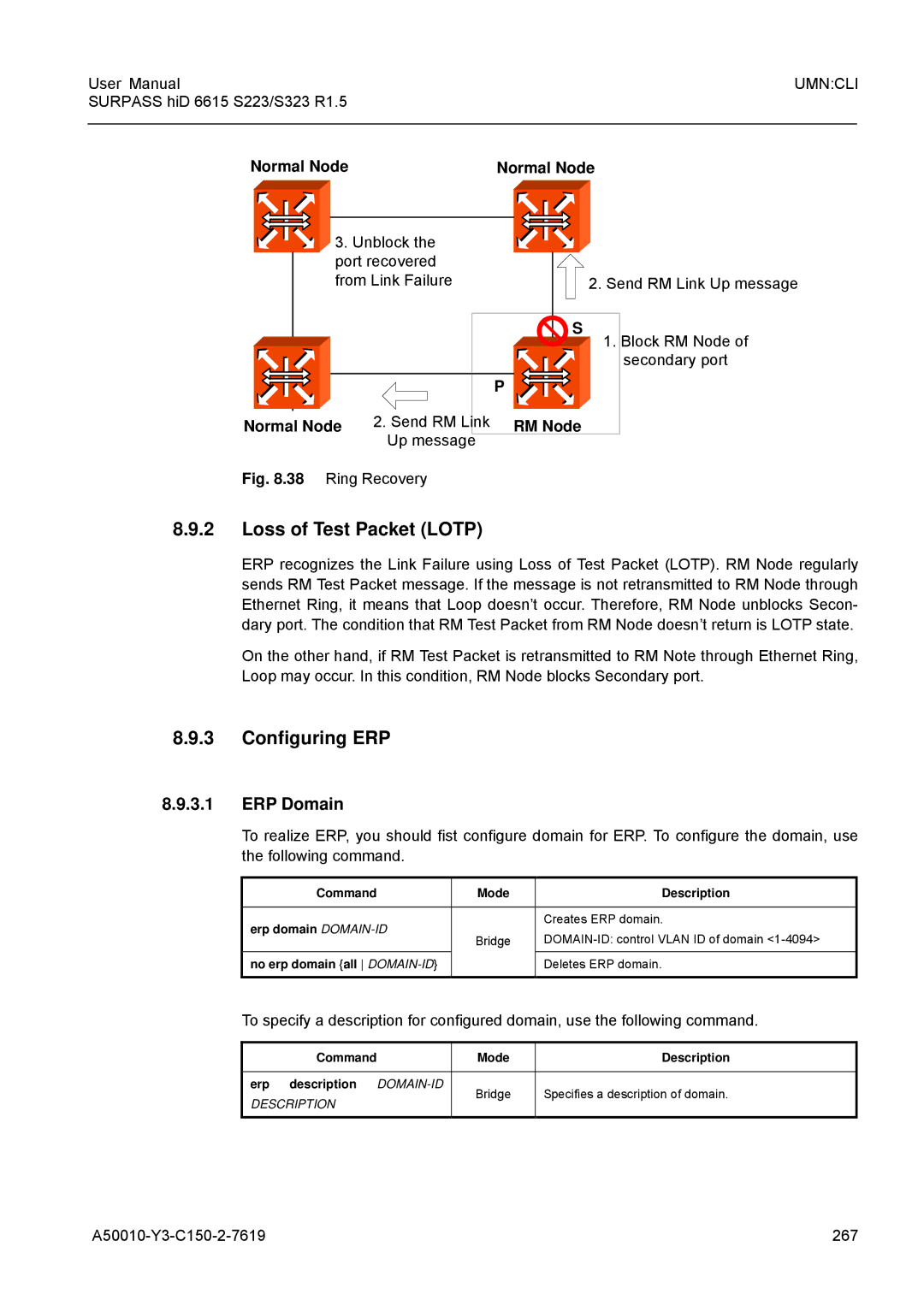 Siemens S223, S323 user manual Loss of Test Packet Lotp, Configuring ERP, ERP Domain 