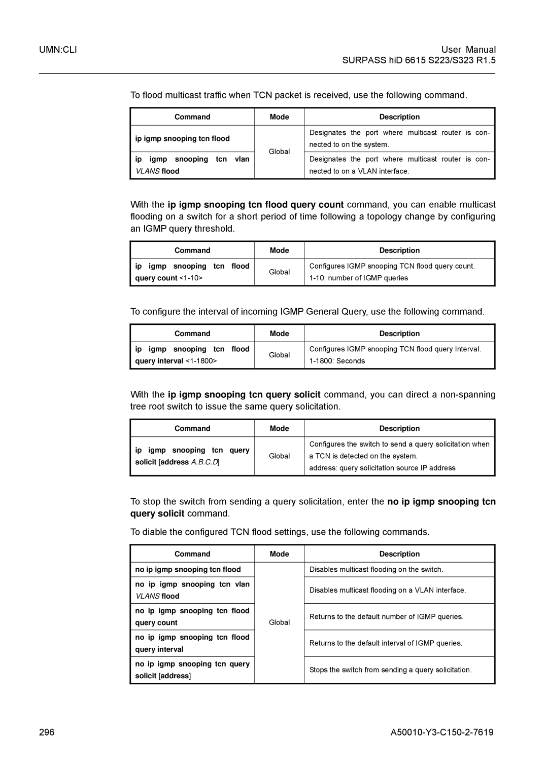 Siemens S323, S223 user manual 296 A50010-Y3-C150-2-7619, Vlans flood, Nected to on a Vlan interface 