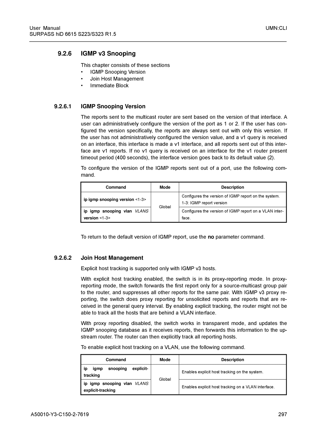 Siemens S223, S323 user manual Igmp v3 Snooping, Igmp Snooping Version, Join Host Management, A50010-Y3-C150-2-7619 297 