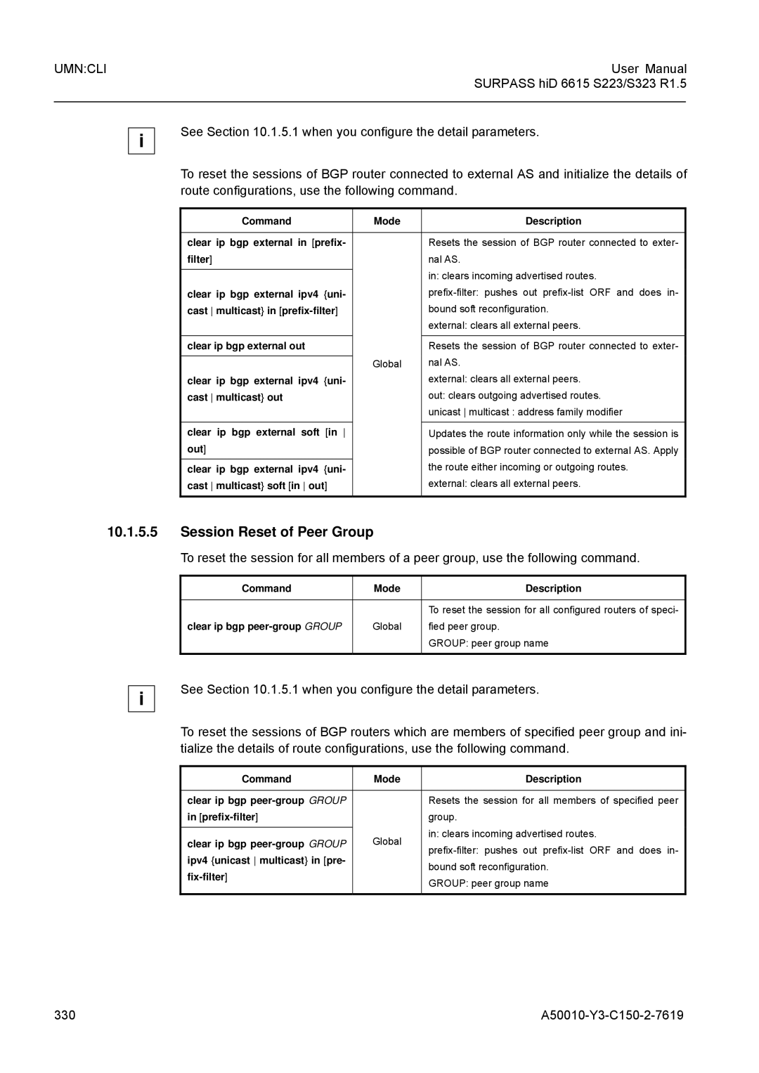 Siemens S323, S223 user manual Session Reset of Peer Group, 330 A50010-Y3-C150-2-7619 