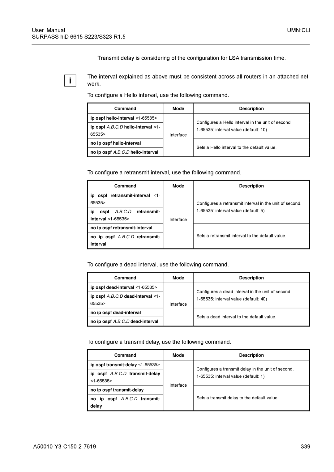 Siemens S223, S323 user manual To configure a dead interval, use the following command, A50010-Y3-C150-2-7619 339 