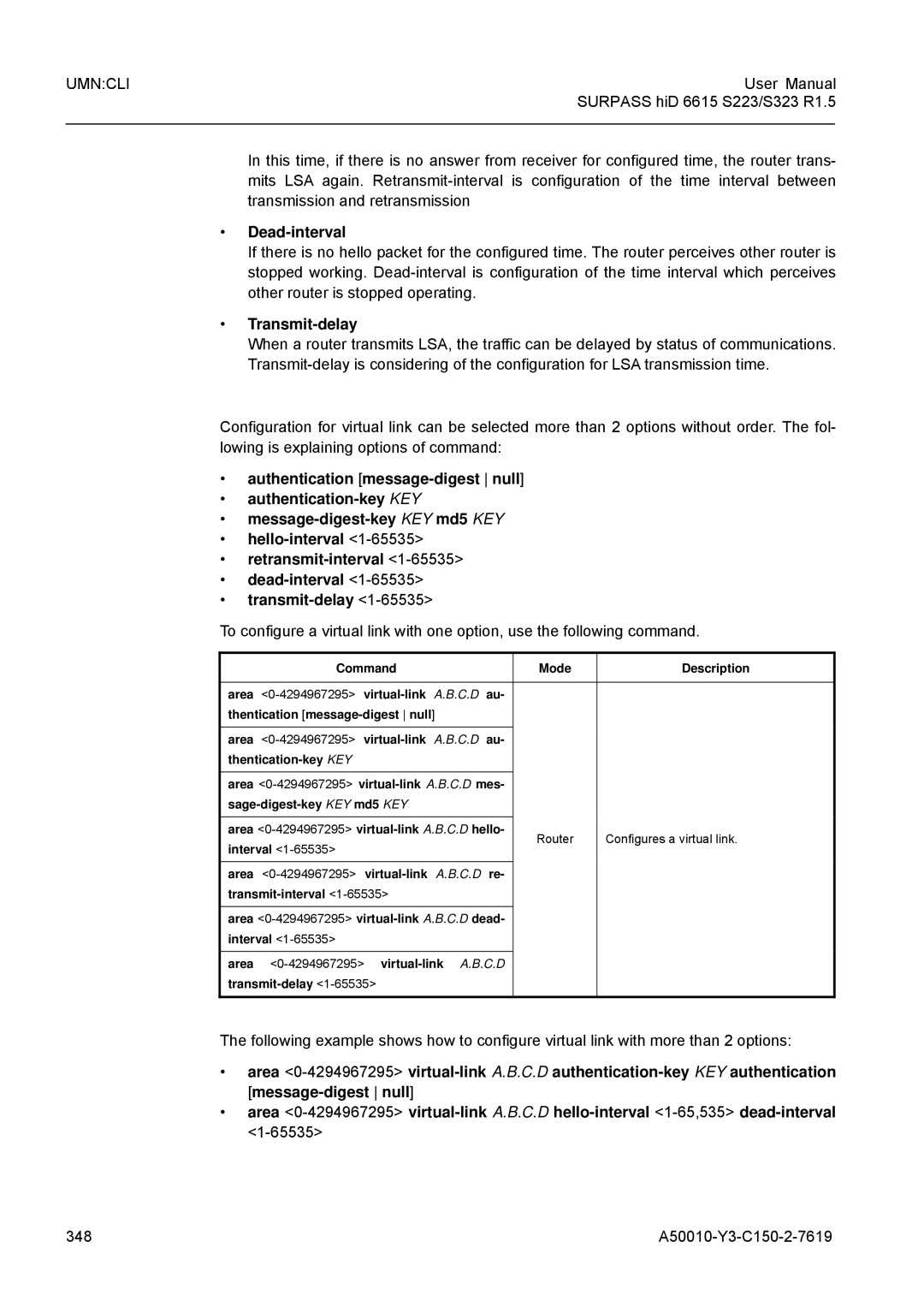 Siemens S323, S223 user manual Dead-interval, Transmit-delay, 348 A50010-Y3-C150-2-7619 