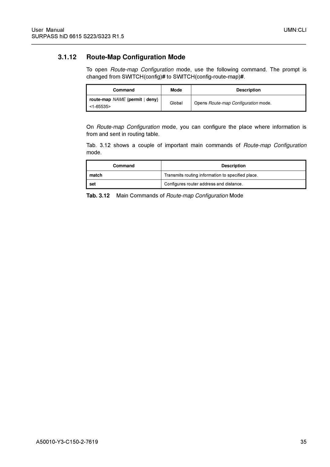 Siemens S223, S323 user manual Route-Map Configuration Mode 