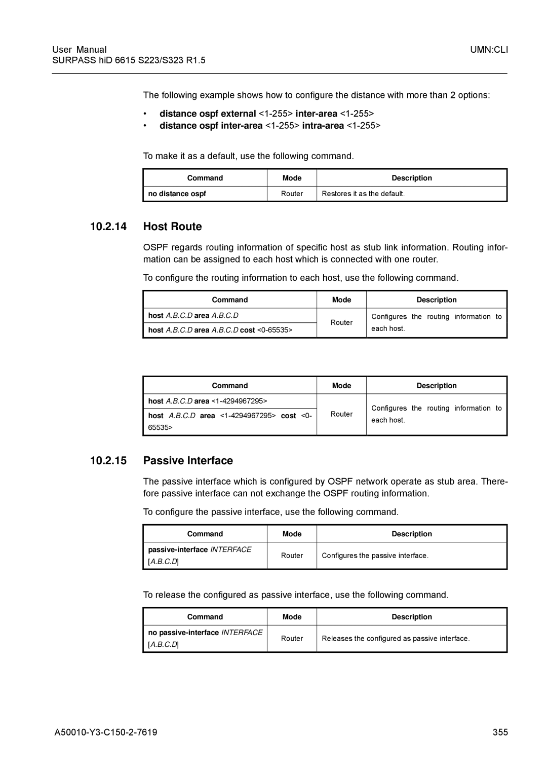 Siemens S223 Host Route, Passive Interface, To make it as a default, use the following command, A50010-Y3-C150-2-7619 355 