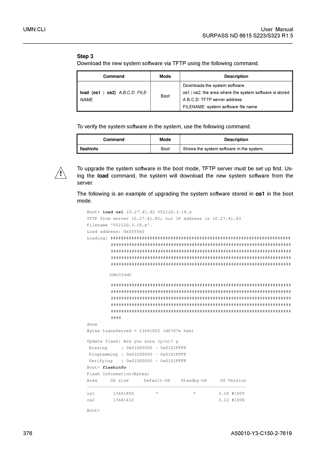 Siemens S323, S223 user manual 376 A50010-Y3-C150-2-7619, Boot load os1 10.27.41.82 V5212G.3.18.x 