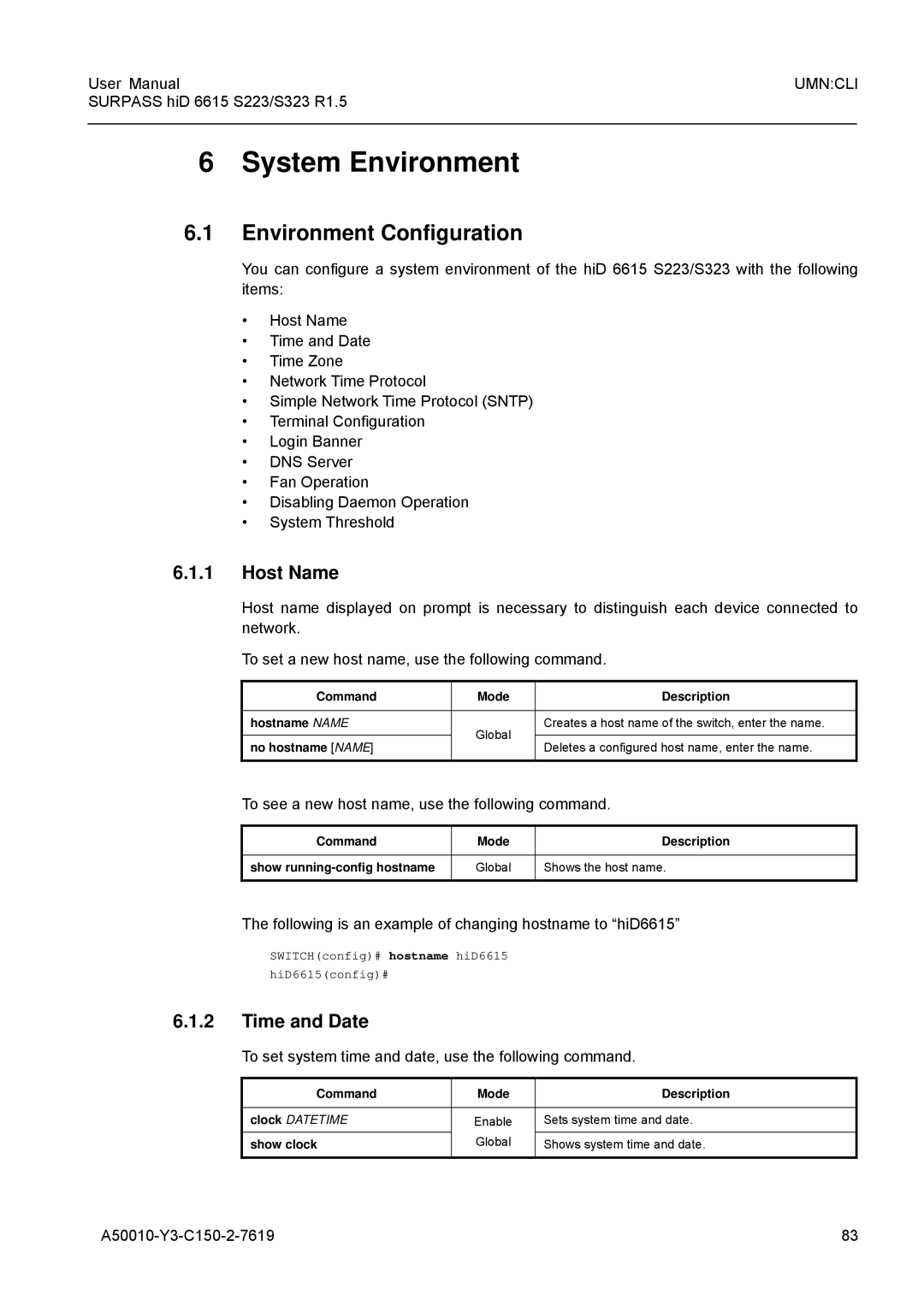 Siemens S223, S323 user manual Environment Configuration, Host Name, Time and Date 