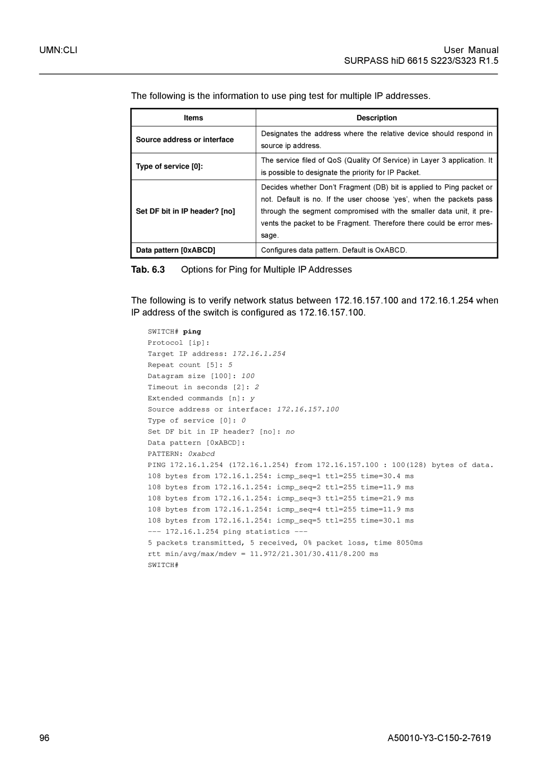 Siemens S323, S223 user manual Items Description Source address or interface, Type of service, Set DF bit in IP header? no 