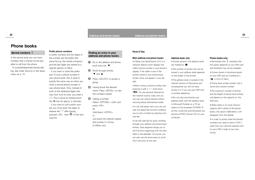 Siemens S40 manual Barred numbers, Finding an entry in your Address and phone books, Both address and phone books 