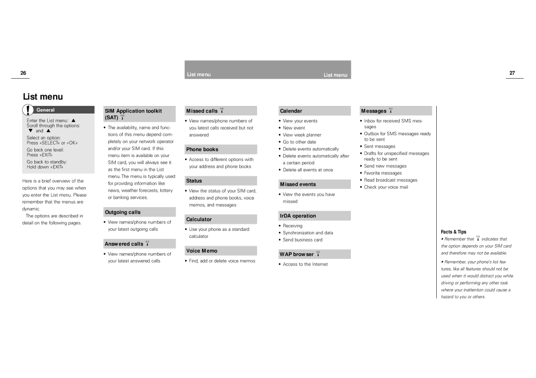 Siemens S40 manual List menu 