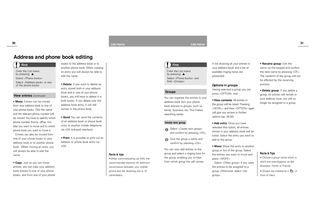 Siemens S40 manual Groups, Options in groups, Create new group 