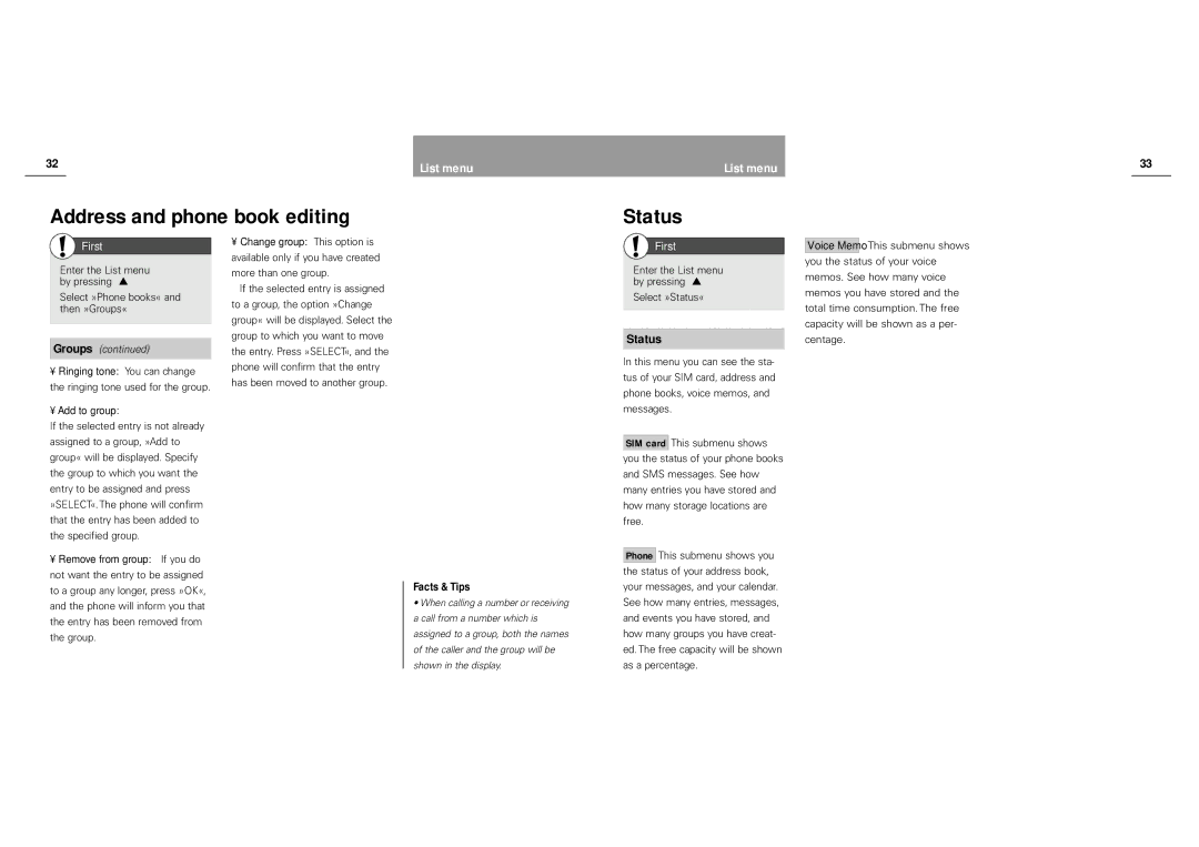 Siemens S40 manual Status, Add to group 