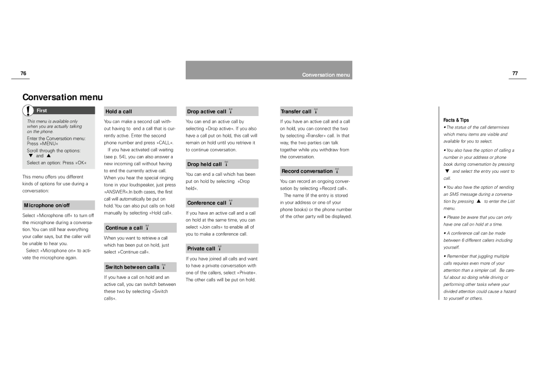 Siemens S40 manual Conversation menu 