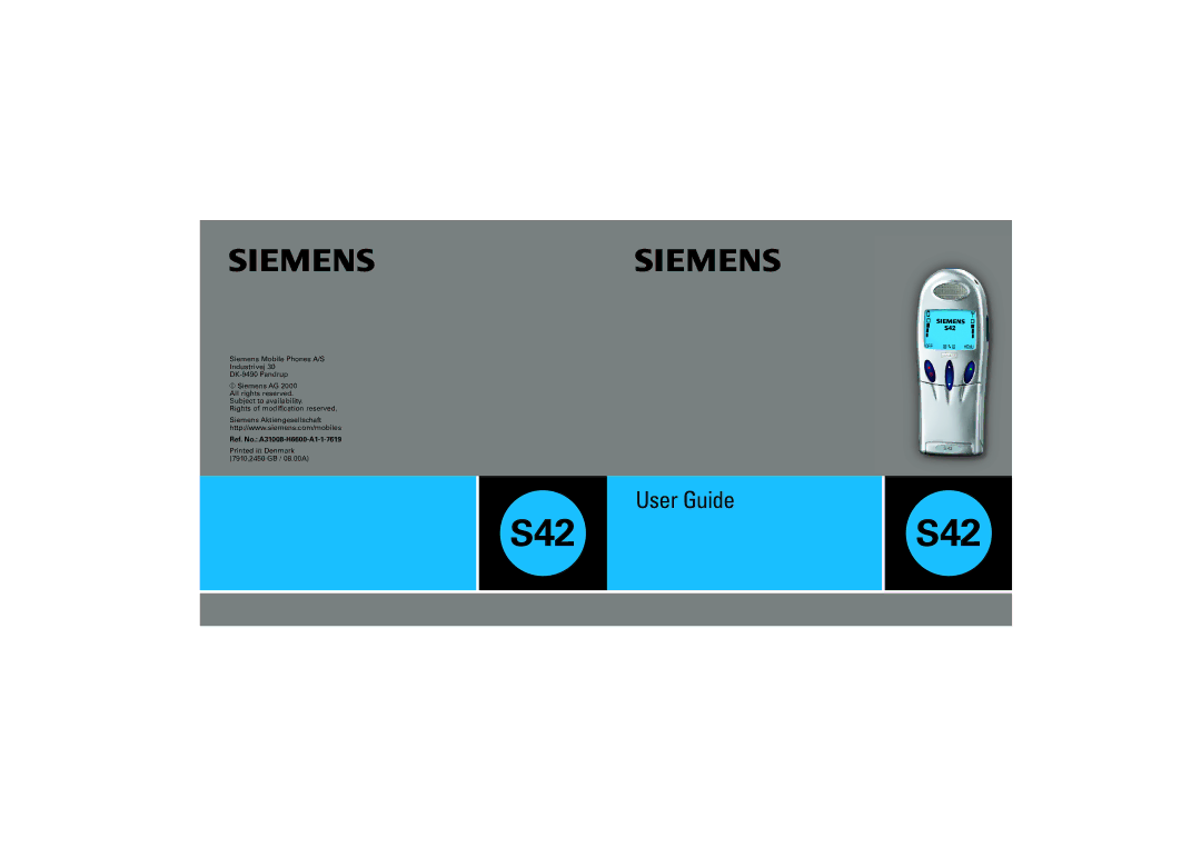 Siemens manual S42S42, Ref. No. A31008-H6600-A1-1-7619 