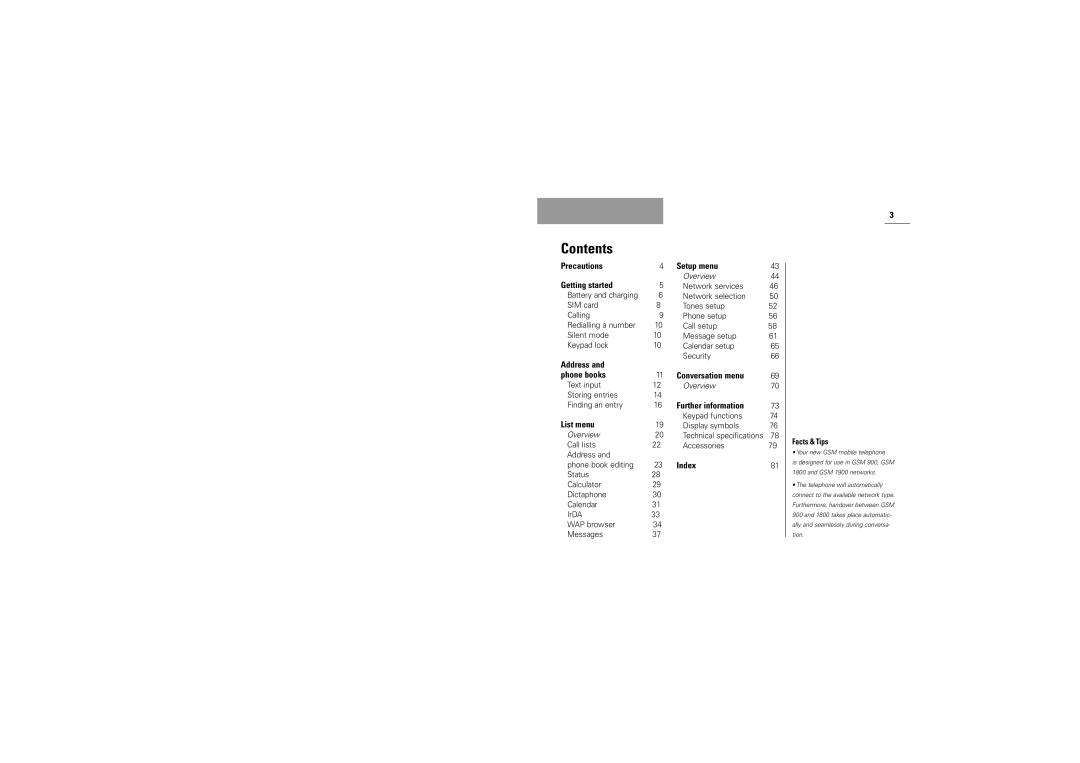 Siemens S42 manual Contents 