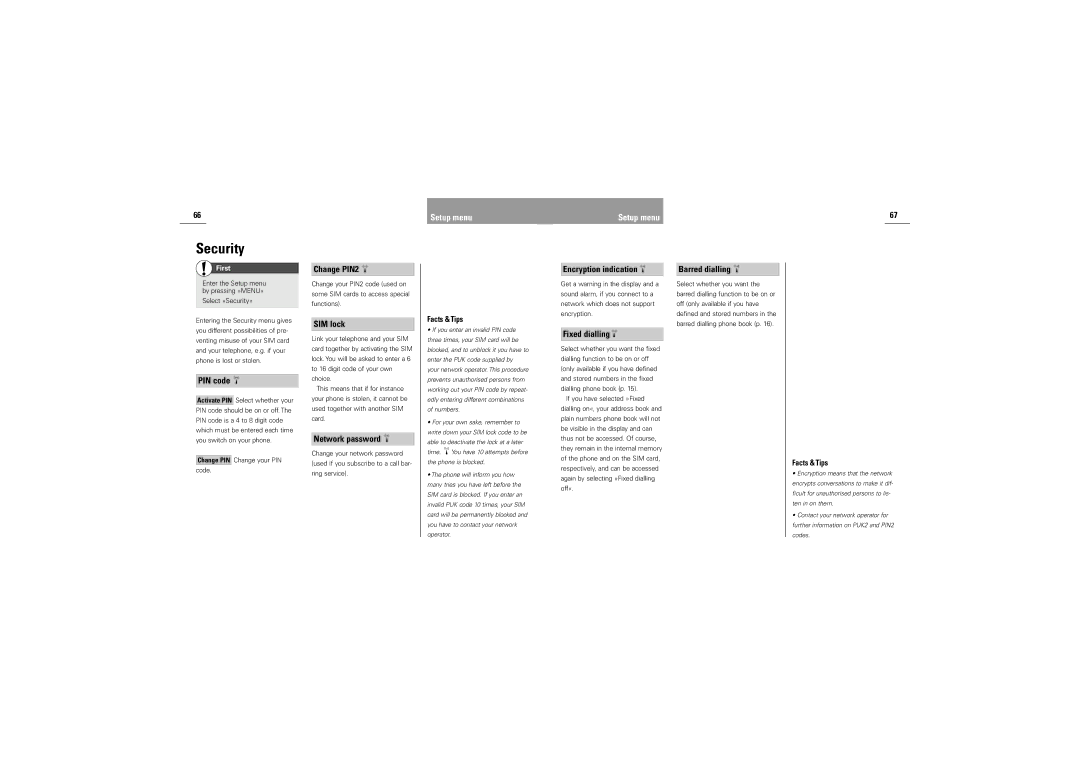 Siemens S42 manual Security 