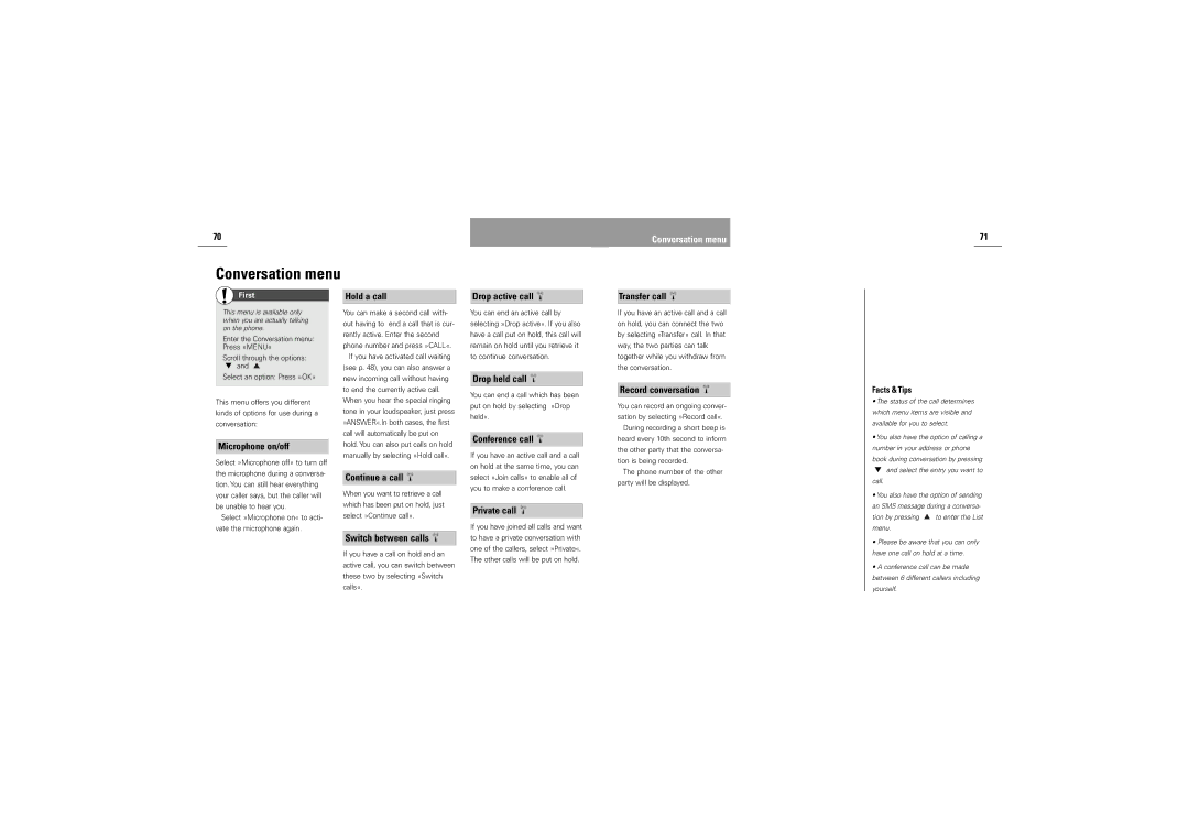 Siemens S42 manual Conversation menu 