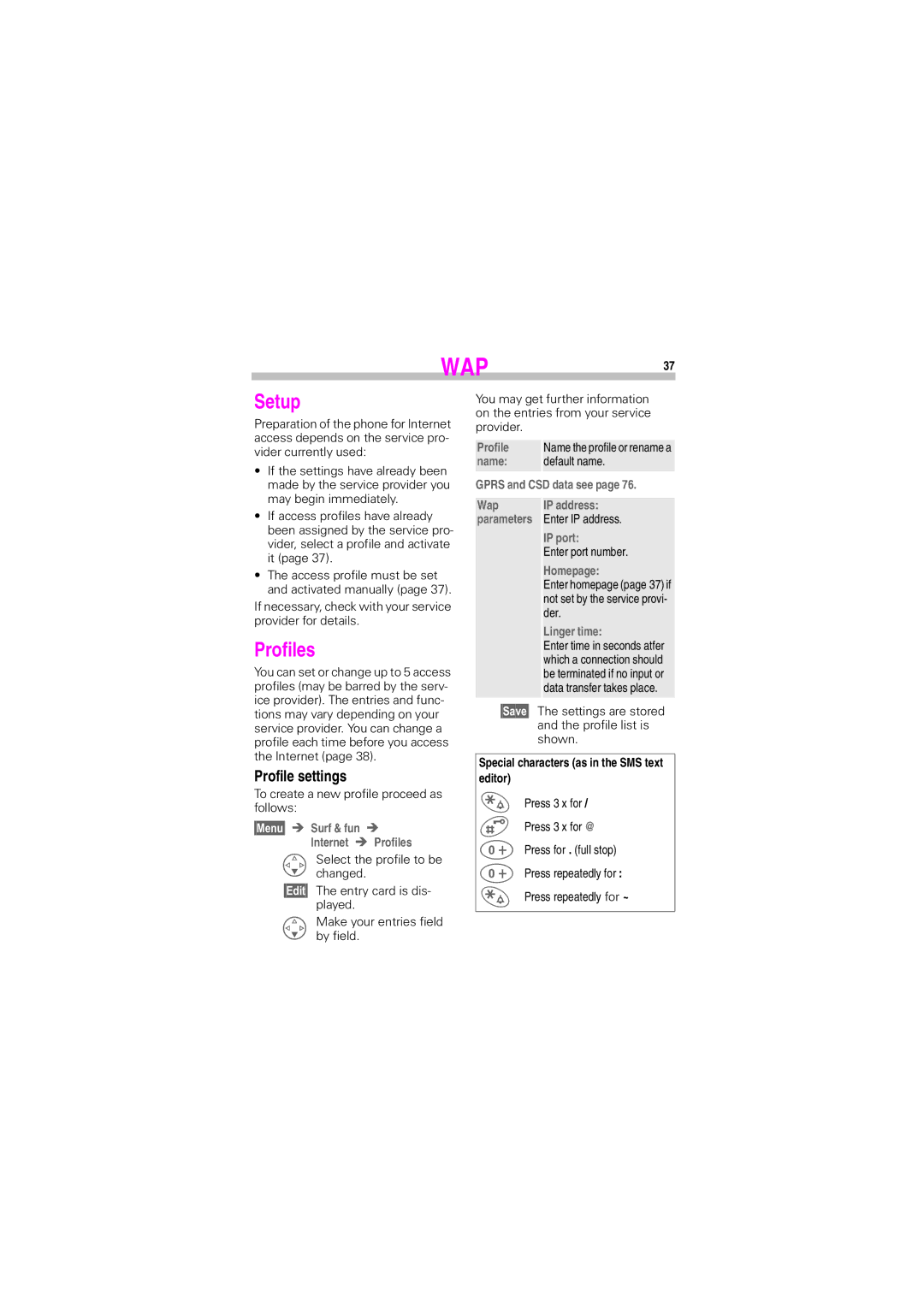 Siemens S45 manual Profiles, Profile settings 