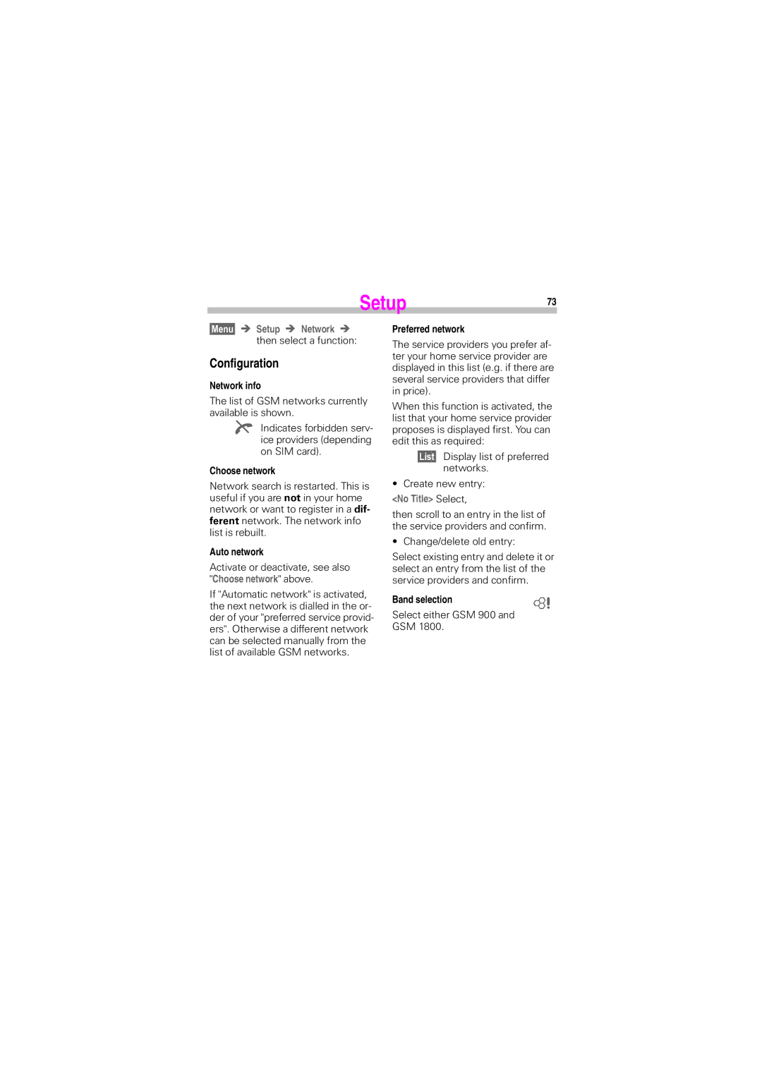 Siemens S45 manual Setup73, Configuration, No Title6HOHFW 