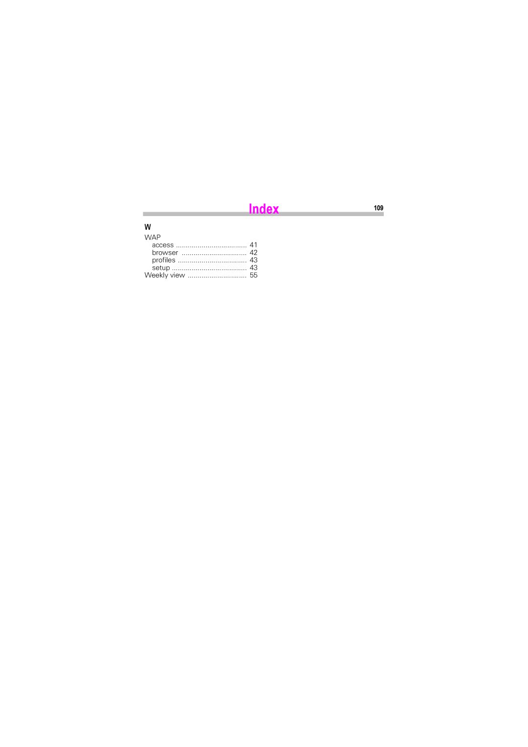 Siemens S45i manual Index, 109, Access Browser Profiles Setup 