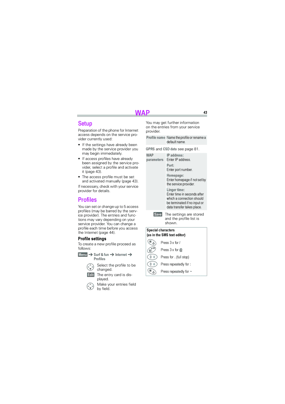 Siemens S45i manual Profiles, Profile settings 