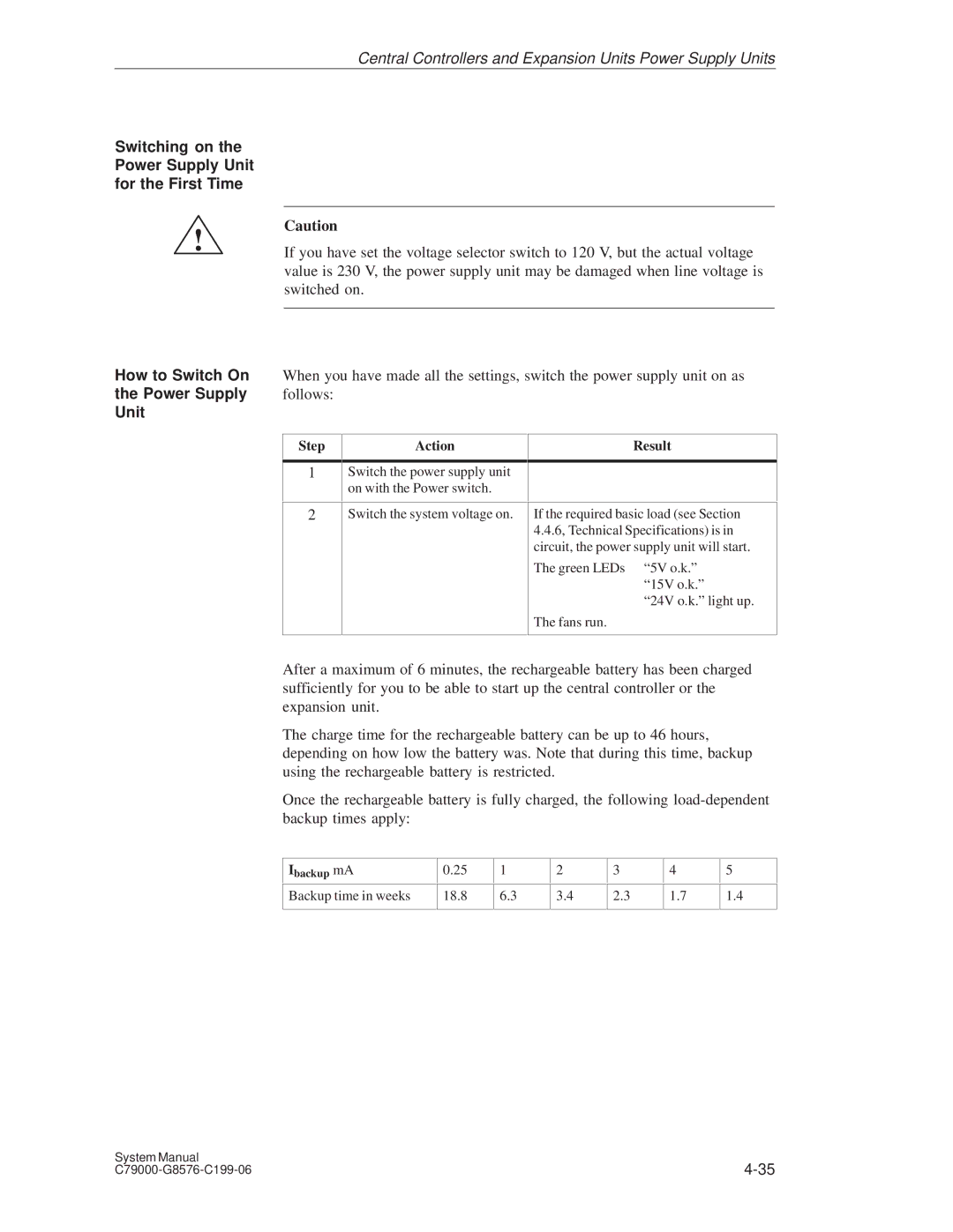 Siemens S5-135U/155U appendix Switch the system voltage on 