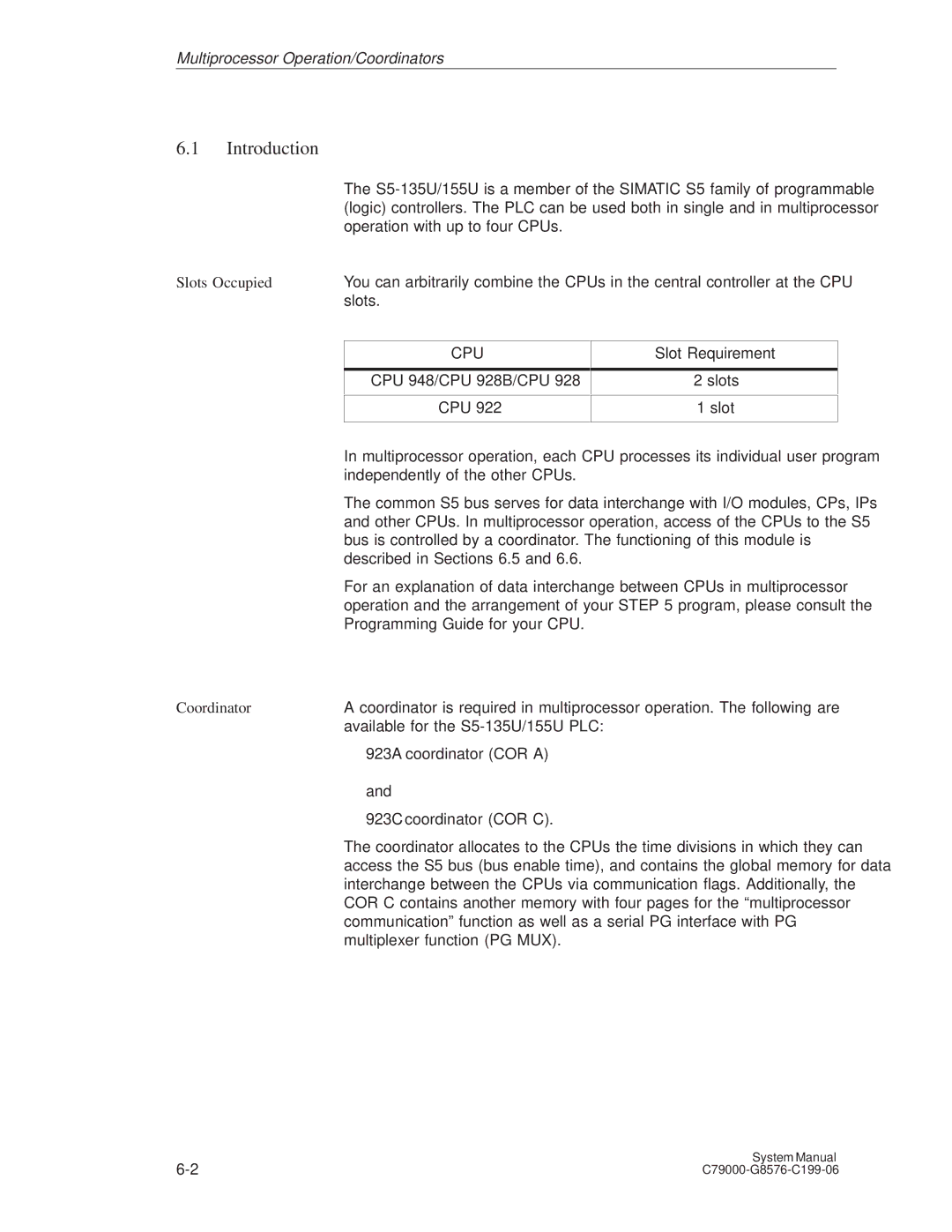 Siemens S5-135U/155U appendix Introduction, Coordinator 