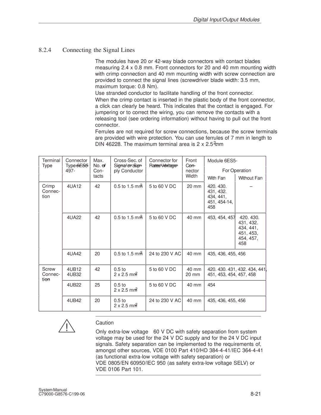 Siemens S5-135U/155U appendix Connecting the Signal Lines, Type 