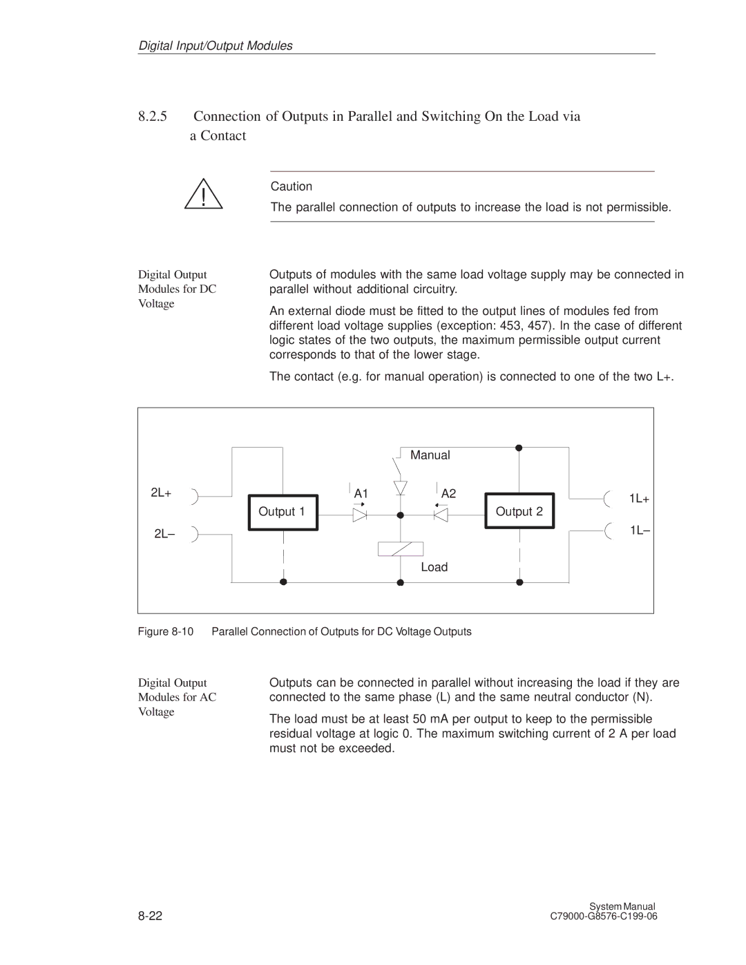 Siemens S5-135U/155U appendix Digital Output Modules for DC Voltage, Modules for AC, Must not be exceeded 