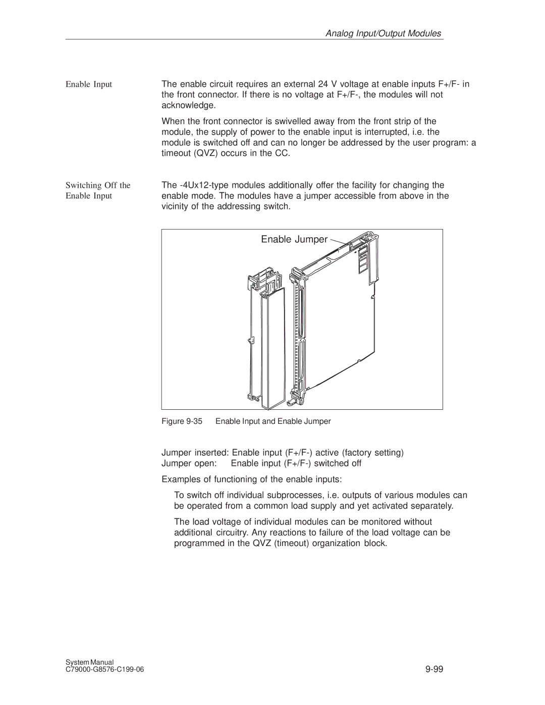 Siemens S5-135U/155U appendix Enable Input and Enable Jumper 