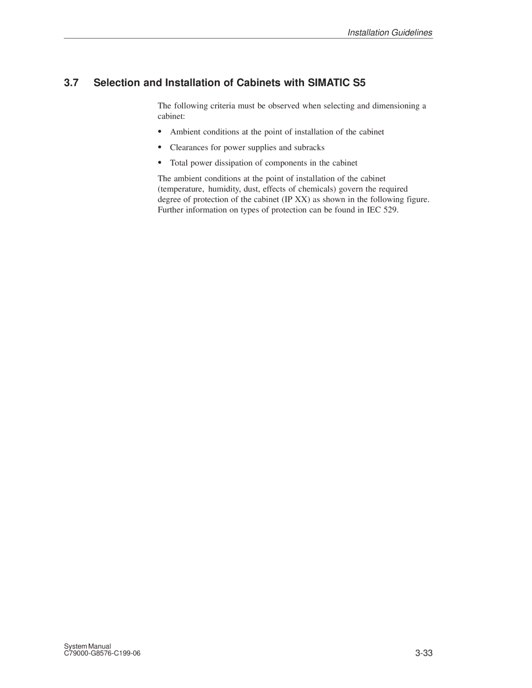 Siemens S5-135U/155U appendix Selection and Installation of Cabinets with Simatic S5 