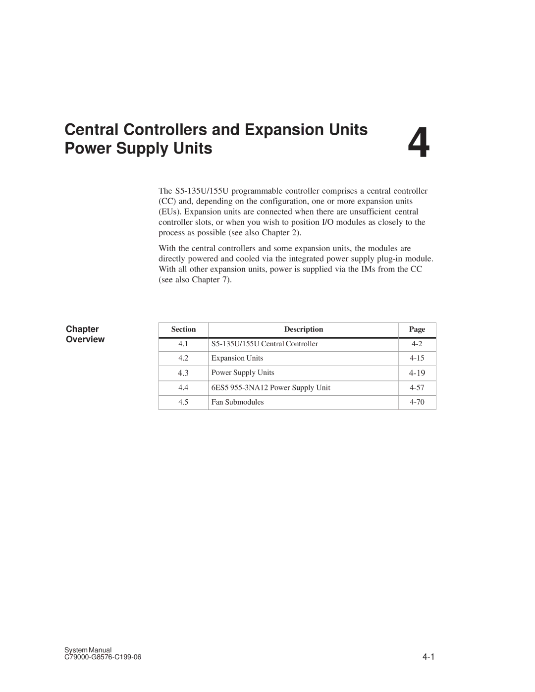 Siemens S5-135U/155U appendix Central Controllers and Expansion Units Power Supply Units 