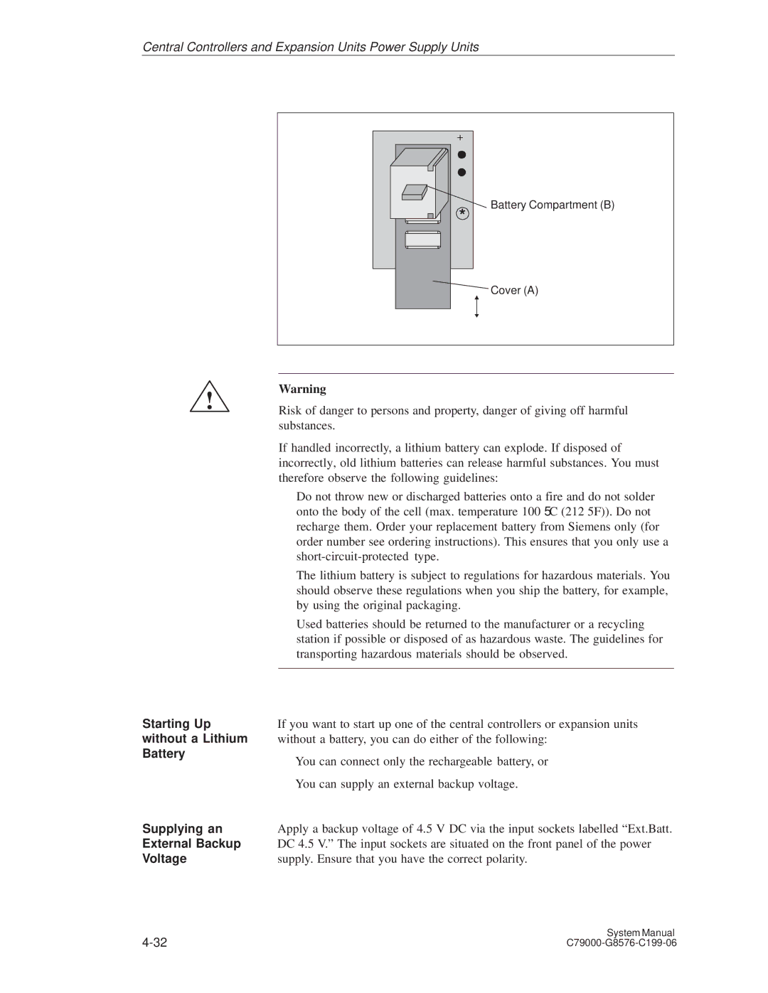 Siemens S5-135U/155U appendix Battery Compartment B Cover a 