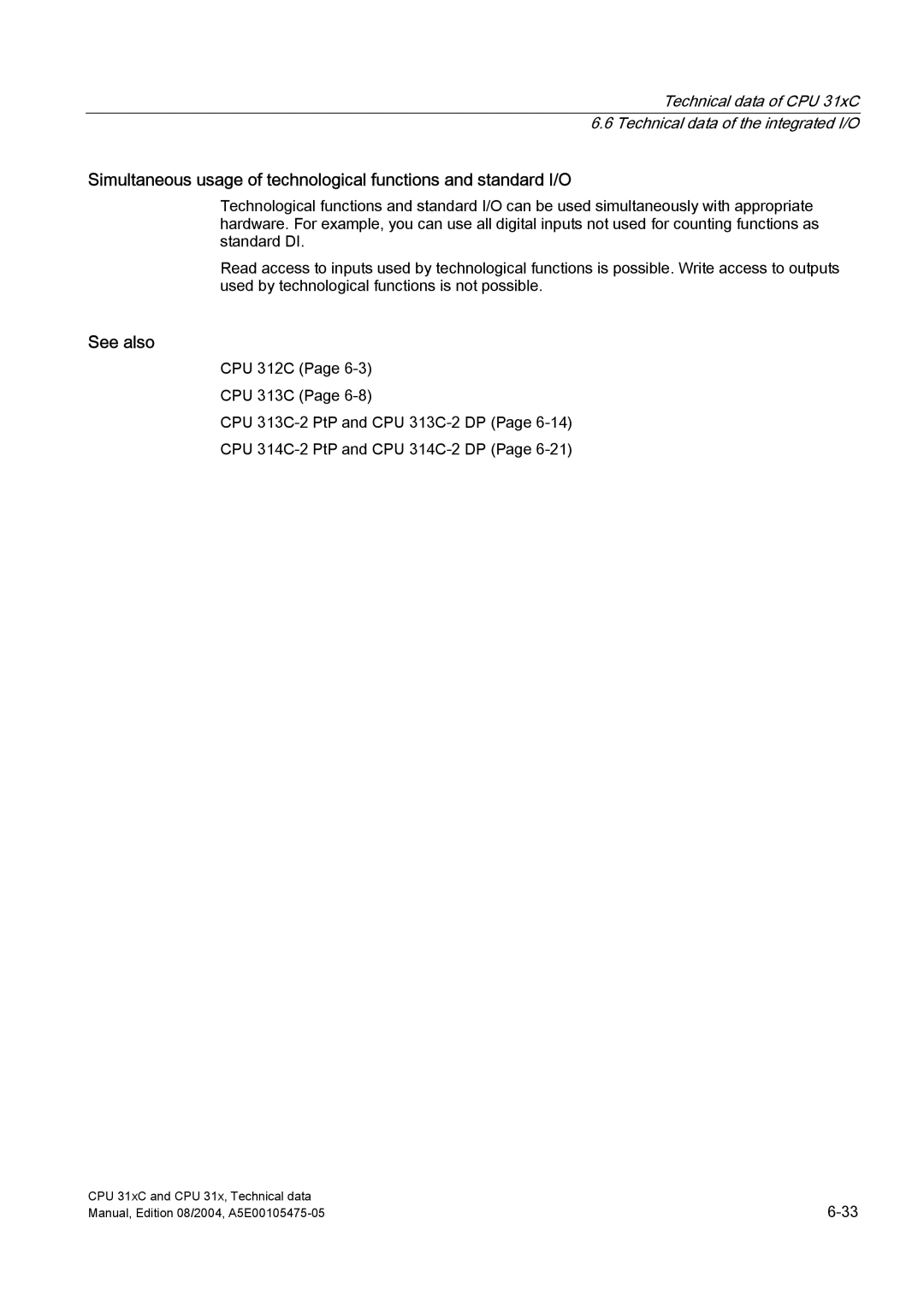 Siemens S7-300 appendix See also 