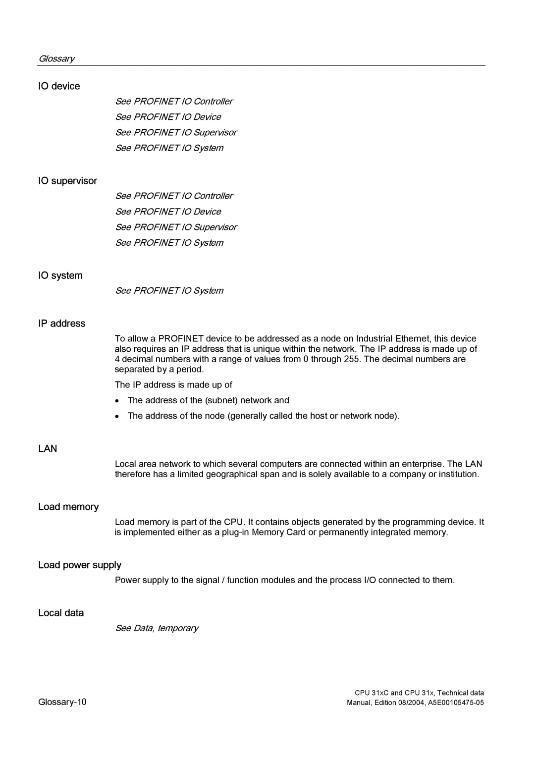 Siemens S7-300 appendix Lan 