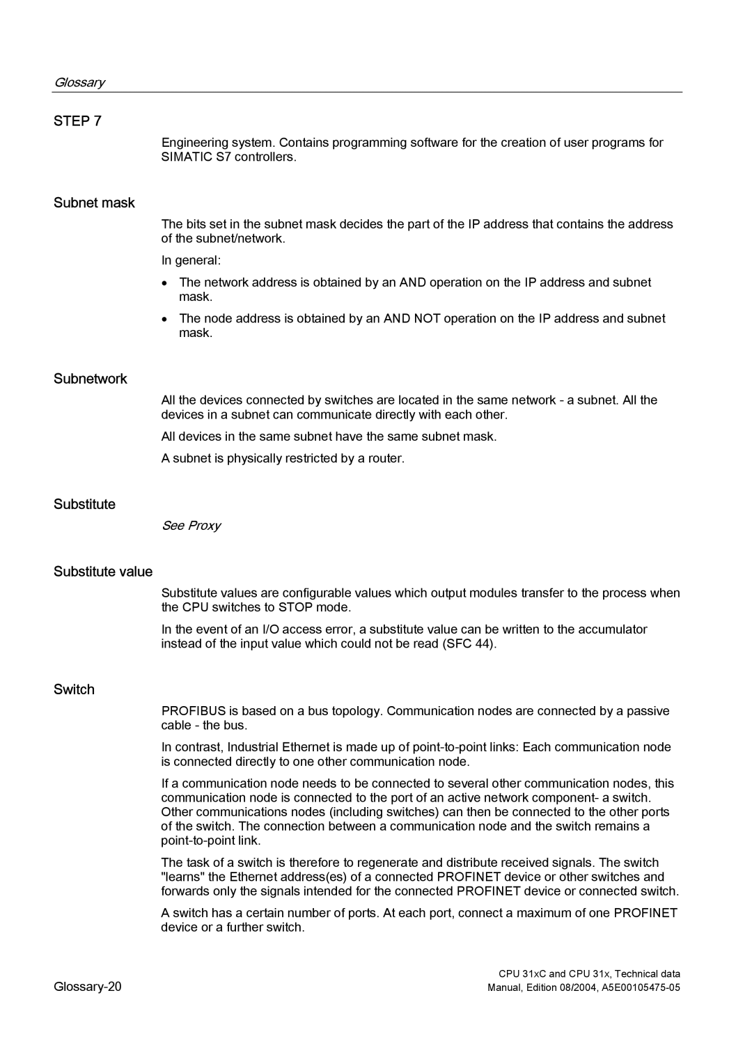 Siemens S7-300 appendix Step 