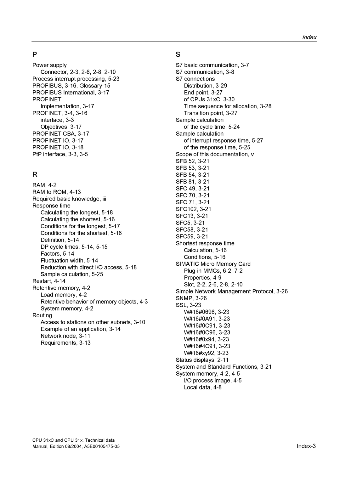 Siemens S7-300 appendix Index-3 