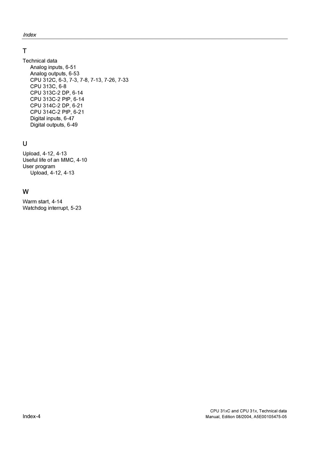 Siemens S7-300 appendix Index 