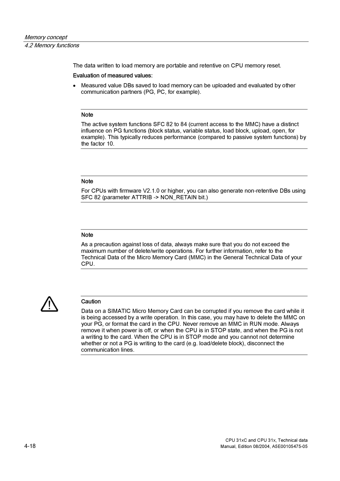 Siemens S7-300 appendix Evaluation of measured values 