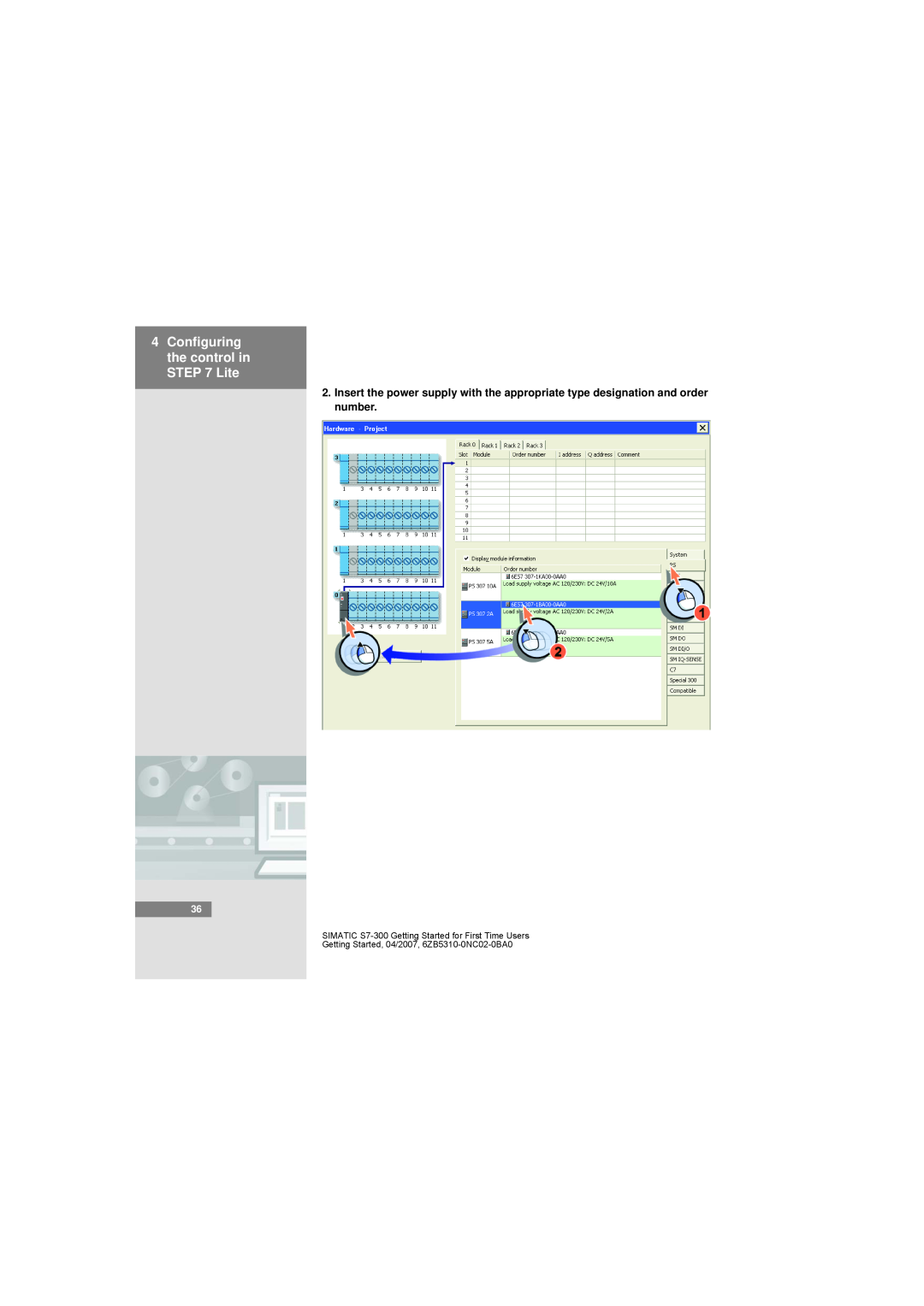 Siemens S7-300 manual Configuring the control in Lite 