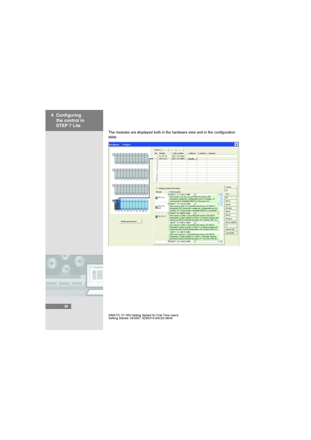 Siemens S7-300 manual Configuring the control in Lite 